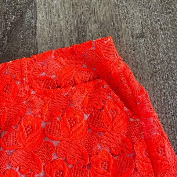 A.L.C. Sandro Floral Lace Shorts in Neon Orange Pink - Size: 8 - Picture 7 of 10